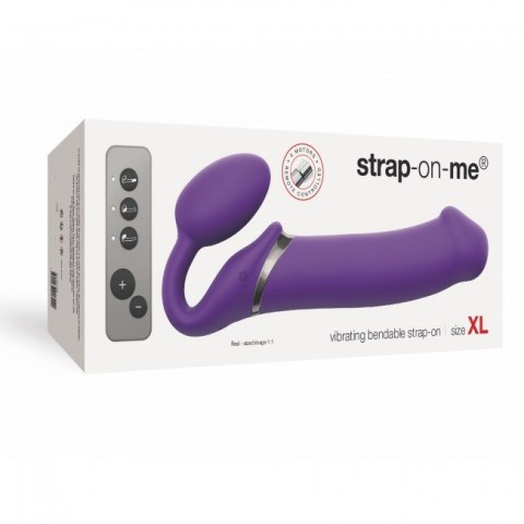 Podwójny wibrator dla par Strap-on-me Vibrating Strap-on XL Purple