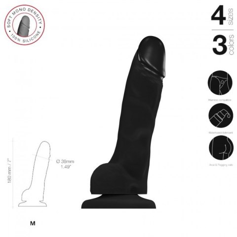Soft Realistic Dildo Black M Soft Realistic Dildo Black M