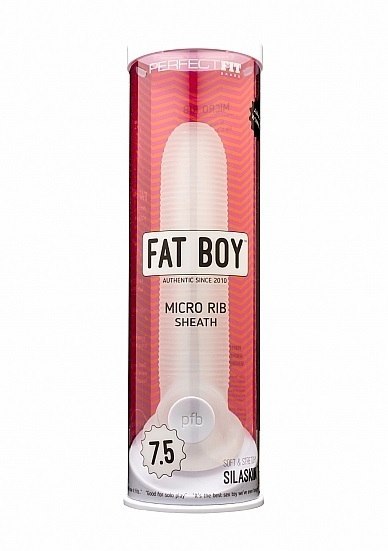 Stymulująca przedłużka na penisa Perfect Fit Fat Boy Micro Ribbed Sheath Clear 5,5'