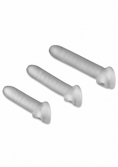 Stymulująca przedłużka na penisa Perfect Fit Fat Boy Micro Ribbed Sheath Clear 5,5'