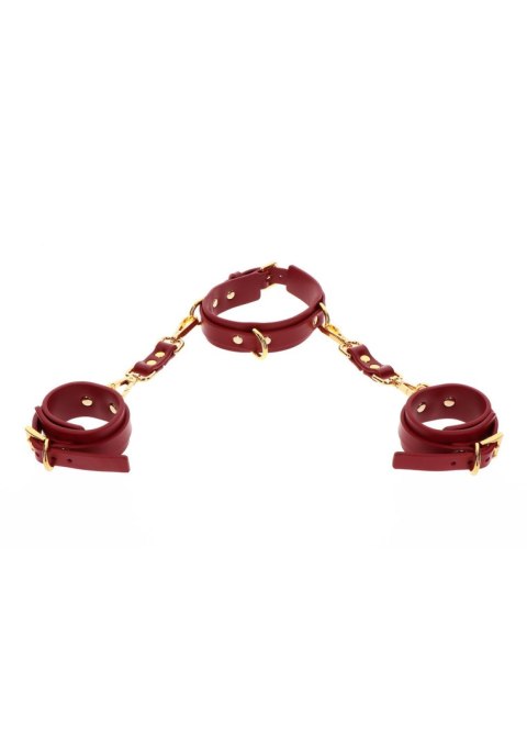 Wegańskie skórzane kajdanki na ręce z obrożą Taboom D-Ring Collar and Wrist Cuffs Wegańskie skórzane kajdanki na ręce z obrożą Taboom D-Ring Collar and Wrist Cuffs