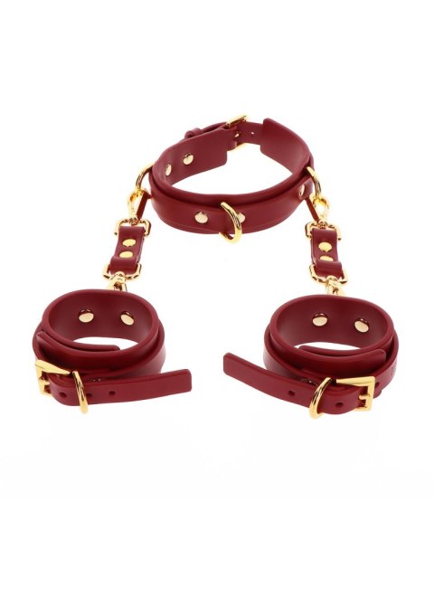 Wegańskie skórzane kajdanki na ręce z obrożą Taboom D-Ring Collar and Wrist Cuffs Wegańskie skórzane kajdanki na ręce z obrożą Taboom D-Ring Collar and Wrist Cuffs