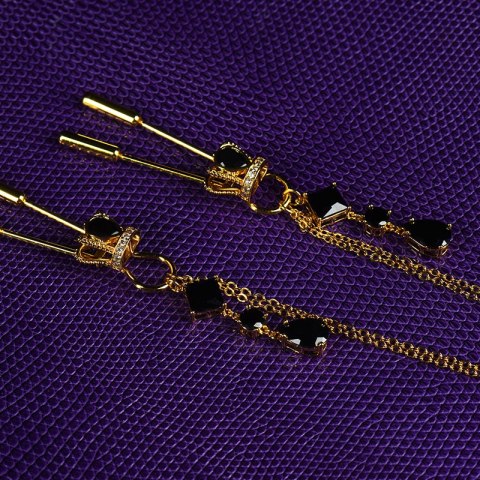 Ozdobne zaciski na sutki Upko Crown and dangling side decorations chain nipple clamps