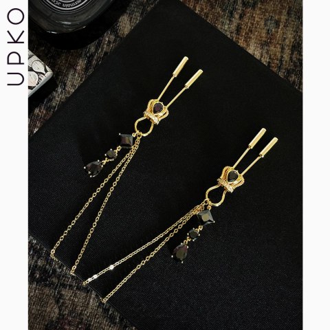 Ozdobne zaciski na sutki Upko Crown and dangling side decorations chain nipple clamps