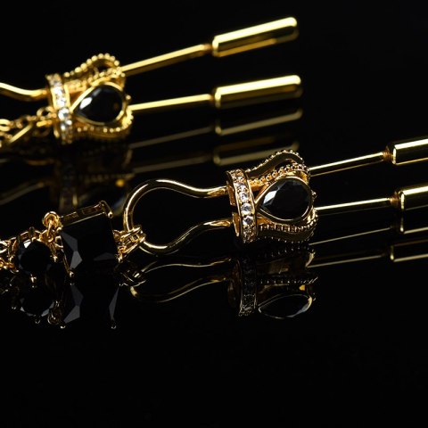 Ozdobne zaciski na sutki Upko Crown and dangling side decorations chain nipple clamps