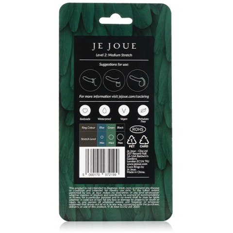 Rozciągliwy silikonowy pierścień erekcyjny Je Joue Medium Stretch Silicone Cock Ring Green Rozciągliwy silikonowy pierścień erekcyjny Je Joue Medium Stretch Silicone Cock Ring Green
