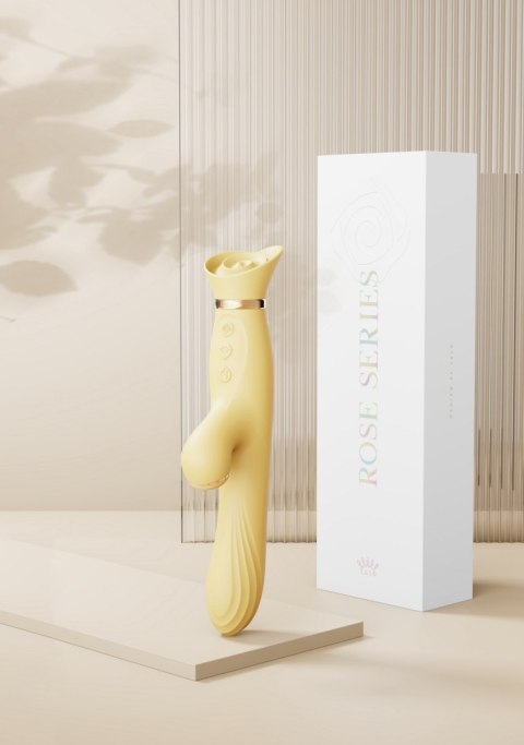 Rozgrzewający się wibrator z główką w kształcie róży Zalo Rose Vibrator Lemon Yellow