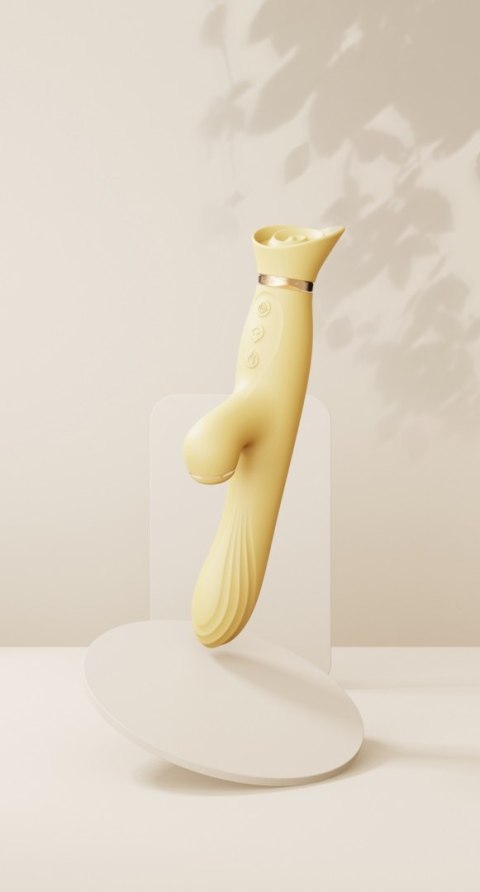 Rozgrzewający się wibrator z główką w kształcie róży Zalo Rose Vibrator Lemon Yellow