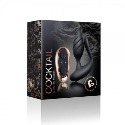 Wibrujący korek z wypustką oraz z pilotem Rocks-off Cocktail Black