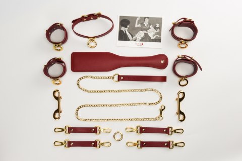 Zestaw czerwonych skórzanych akcesoriów Upko Leather Kinky Tools Set Red