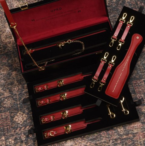 Zestaw czerwonych skórzanych akcesoriów Upko Leather Kinky Tools Set Red