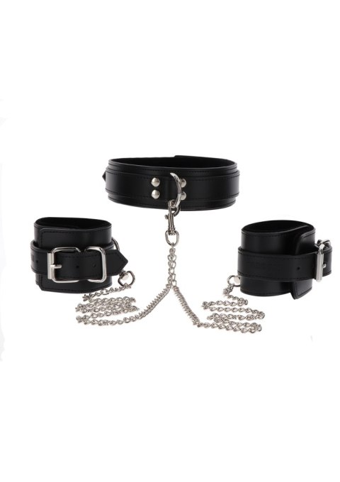 Czarna obroża z kajdankami na ręce Taboom Heavy Collar and Wrist Cuffs Black Czarna obroża z kajdankami na ręce Taboom Heavy Collar and Wrist Cuffs Black