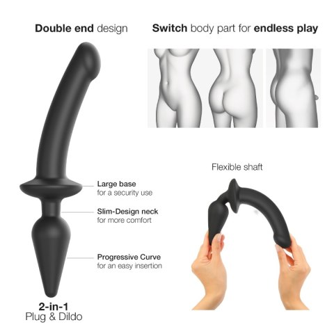 Dustronne dildo-korek Strap-on-me Switch Plug-in Semi-realistic Dildo Black XXL Dustronne dildo-korek Strap-on-me Switch Plug-in Semi-realistic Dildo Black XXL