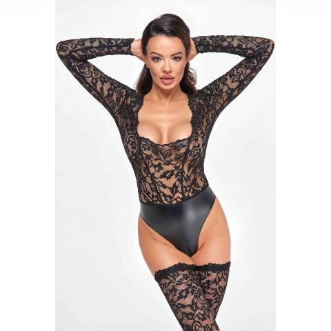 Noir Handmade F296 Psyche bodysuit of lace and wetlook M Noir Handmade F296 Psyche bodysuit of lace and wetlook M