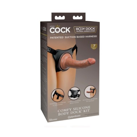 Uprząż z silikonowym dildo Pipedream King Cock Elite Comfy Silicone Body Dock Kit Brown Uprząż z silikonowym dildo Pipedream King Cock Elite Comfy Silicone Body Dock Kit Brown
