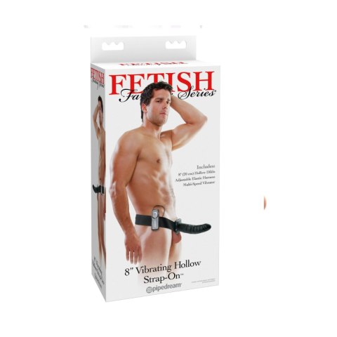 Pipedream Fetish Fantasy Series 8" Vibrating Hollow Strap-On Black Pipedream Fetish Fantasy Series 8" Vibrating Hollow Strap-On Black
