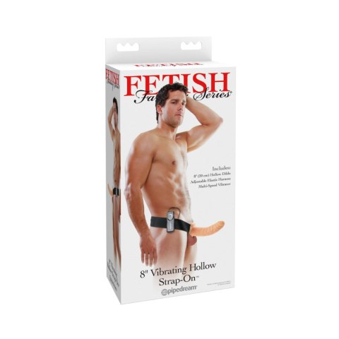 Pipedream Fetish Fantasy Series 8" Vibrating Hollow Strap-On Light/Black Pipedream Fetish Fantasy Series 8" Vibrating Hollow Strap-On Light/Black