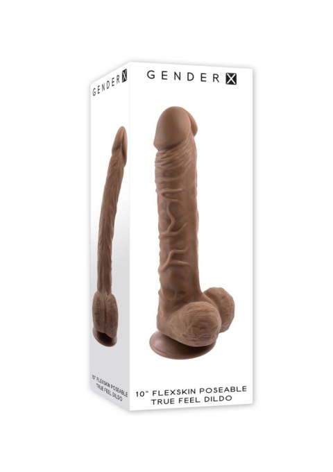 GENDER X 10 INCH 25 CM FLEXSKIN POSEABLE TRUE FEEL DILDO DARK GENDER X 10 INCH 25 CM FLEXSKIN POSEABLE TRUE FEEL DILDO DARK