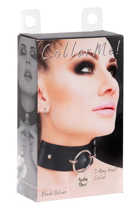 KINKY DIVA O-RING FRONT COLLAR BLACK/SILVER KINKY DIVA O-RING FRONT COLLAR BLACK/SILVER