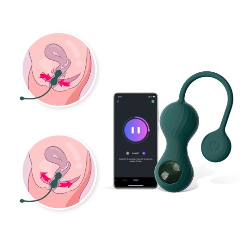Magic Motion - Inteligentny wibrator kegla Crystal Duo z obciążnikiem Green Magic Motion - Inteligentny wibrator kegla Crystal Duo z obciążnikiem Green