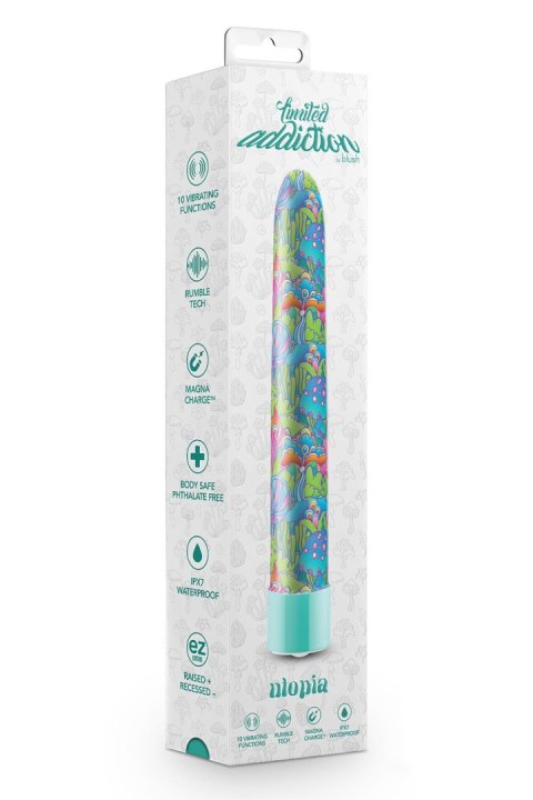 BLUSH LIMITED ADDICTION UTOPIA 7 INCH RECHARGEABLE VIBE AQUA BLUSH LIMITED ADDICTION UTOPIA 7 INCH RECHARGEABLE VIBE AQUA
