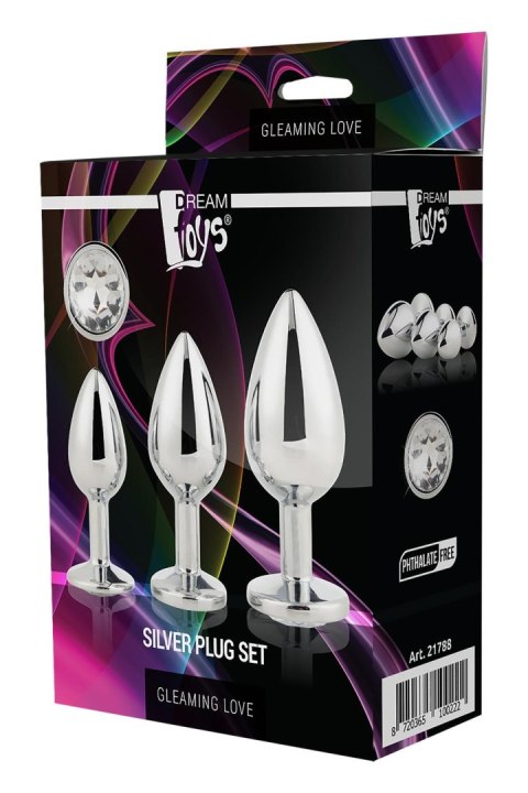 DREAMTOYS ZESTAW KORKÓW GLEAMING LOVE SILVER PLUG SET DREAMTOYS ZESTAW KORKÓW GLEAMING LOVE SILVER PLUG SET