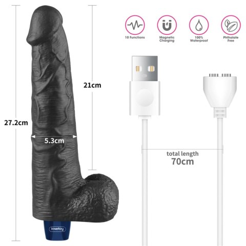 10.5" REAL SOFTEE Rechargeable TPE Vibrating Dildo(Black)