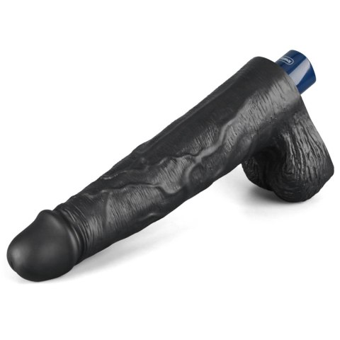 10" REAL SOFTEE Rechargeable TPE Vibrating Dildo(Black)