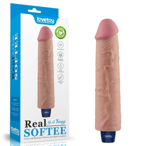 9.5" REAL SOFTEE Rechargeable TPE Vibrating Dildo(Flesh)