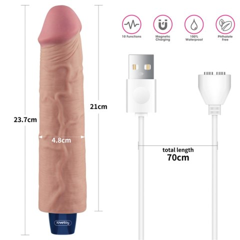 9.5" REAL SOFTEE Rechargeable TPE Vibrating Dildo(Flesh)