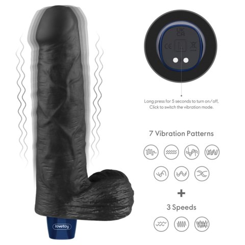 9" REAL SOFTEE Rechargeable TPE Vibrating Dildo(Black)