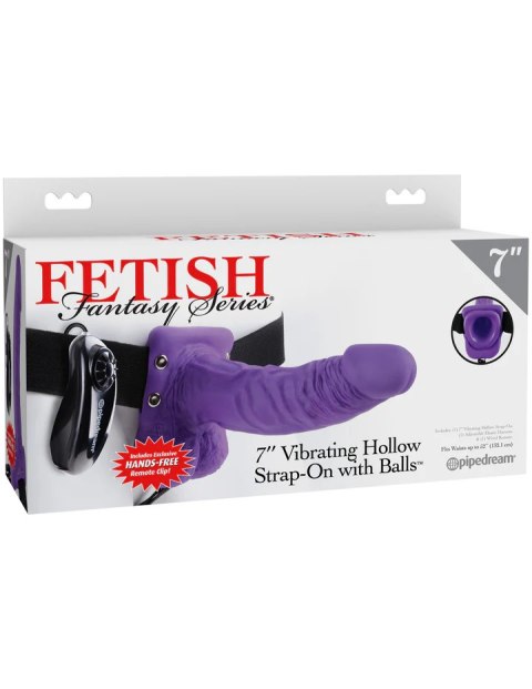 Fetish Fantasy Series 7" Vibrating Hollow Strap-On with Balls Purple Fetish Fantasy Series 7" Vibrating Hollow Strap-On with Balls Purple