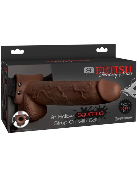 Fetish Fantasy Strap-on Series 9" Hollow Squirting Strap-On with Ball Brown Fetish Fantasy Strap-on Series 9" Hollow Squirting Strap-On with Ball Brown