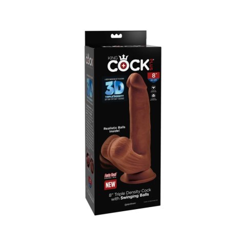 King Cock Dildo Plus 8" Triple Density Cock With Swinging Balls Brown King Cock Dildo Plus 8" Triple Density Cock With Swinging Balls Brown