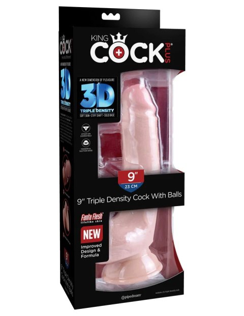 King Cock Dildo Plus 9" Triple Density Cock with Balls Light King Cock Dildo Plus 9" Triple Density Cock with Balls Light
