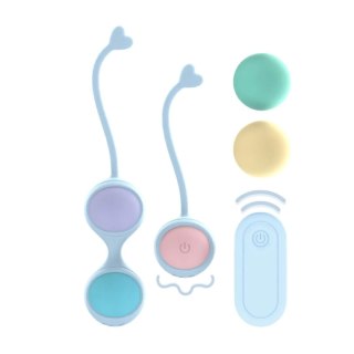 Vibrating and 5 Weight Interchangeable Kegel Kit with Remote Control - Purple