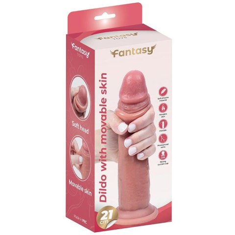 Silicone dildo with movable foreskin 21 cm