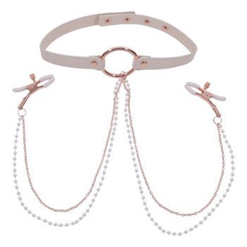 Sportsheets S&M Peaches 'n CreaMe Collar with Nipple Clamps Sportsheets S&M Peaches 'n CreaMe Collar with Nipple Clamps