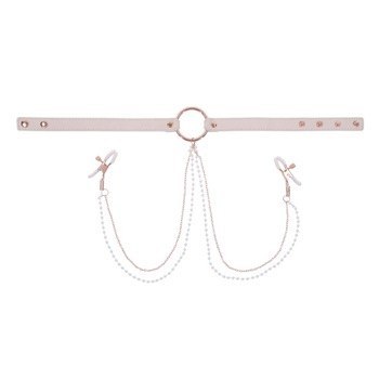 Sportsheets S&M Peaches 'n CreaMe Collar with Nipple Clamps Sportsheets S&M Peaches 'n CreaMe Collar with Nipple Clamps