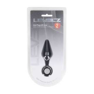Silicone Anal Plug with Loop - S - Black