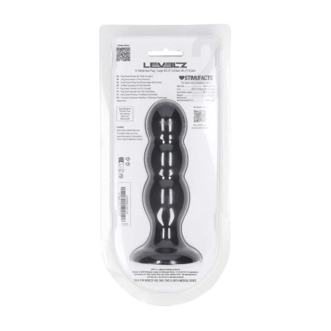 Tri Rattle Liquid Silicone Anal Plug - L - Black