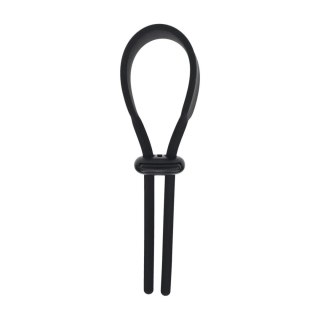 Wide Adjustable Silicone Lasso Cockring - 5mm - Black