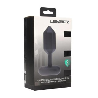 Hexagonal Vibrating Silicone Anal Plug - L - Black