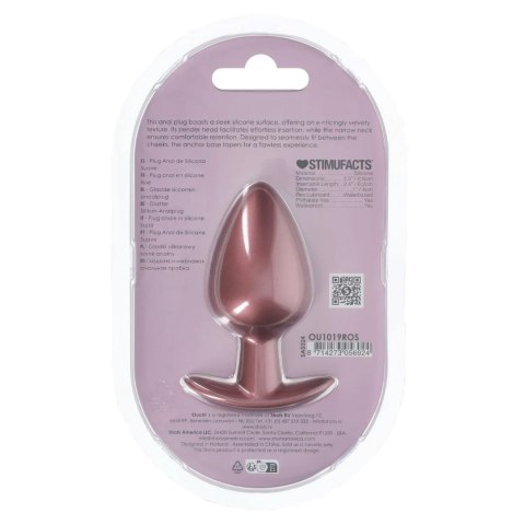 Smooth Silicone Anal Plug - Large - 3.5" / 8,9 cm - Rose Gold