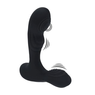 Vibrating and Tapping Silicone Prostate Massager with Ball Stimulator - Black