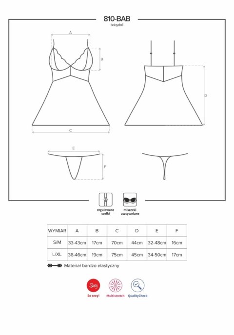 Obsessive 810-BAB babydoll ze stringami S/M