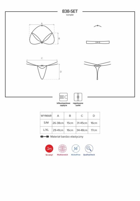 Obsessive 838-SET-3 komplet 2-częściowy czerwony S/M
