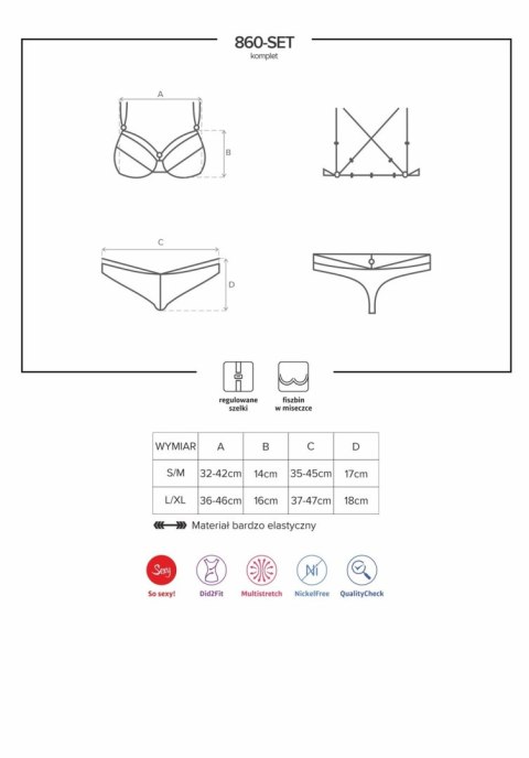 Obsessive 860-SET-1 komplet czarny L/XL