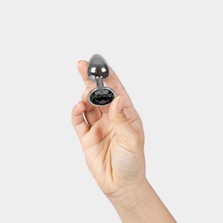 BLACK JEWELLED METAL BUTT PLUG S