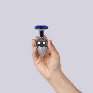BLUE JEWELLED METAL BUTT PLUG L